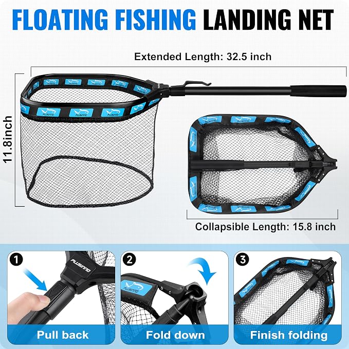 PLUSINNO Fishing Gear,Full Fishing Pole kit Include Fishing Rod and Reel Combo, Tackle Box with Fishing Lures, Fishing Accessories, Fishing Pliers,Fishing Gifts for Men with Fishing Tool Kit