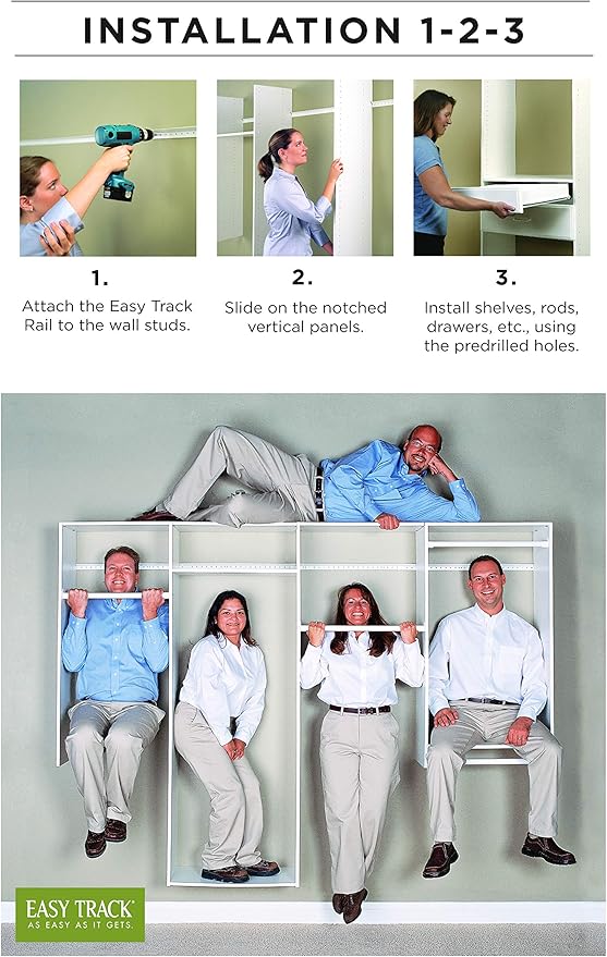 Easy Track PH32-CG Elite Tower Kit-Hidden Storage, Adjustable Closet Organizer, Weathered Grey