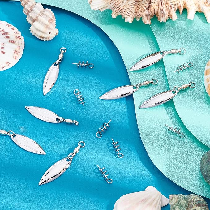 SUPERFINDINGS 15Pcs Fishing Lures Willow or Colorado Blade Spinner Blades Bearing Swivels Tail Spinner Spinnerbait Lure Making Supplies Bass Lures