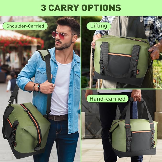 Tirrinia Insulated Soft Cooler Bag- 30 cans Leakproof Camping Ice Chest Box with Bottle Opener, Portable Cooler Box for Lunch, Picnic, Drink, Travel, Fishing