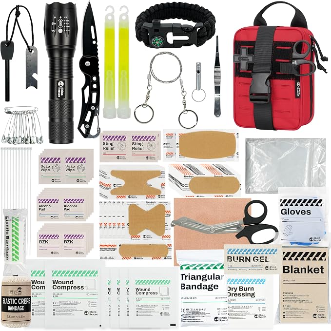 RHINO RESCUE Survival First Aid Kit, HSA/FSA Eligible, Emergency Kit Molle Pouch IFAK Medical Kit for Vehicles Car Camping Backpacking Hiking Hunting