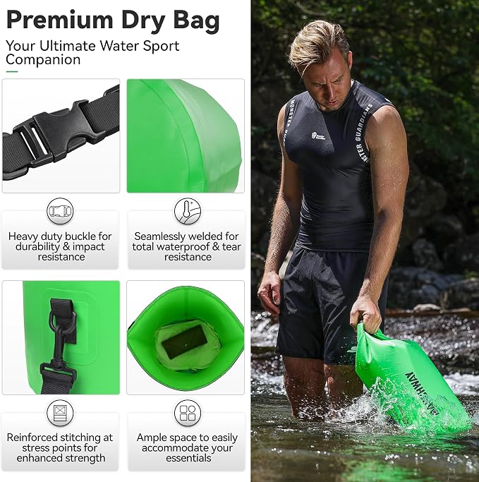 MARCHWAY Floating Waterproof Dry Bag Backpack 5L/10L/20L/30L/40L, Roll Top Sack Keeps Gear Dry for Kayaking, Rafting, Boating, Swimming, Camping, Hiking, Beach, Fishing