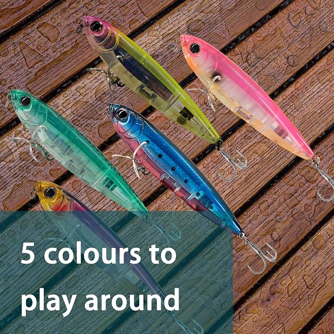 Topwater Fishing Lures, Minnow Lure for Bass Fishing, Life-Like Jerkbait Fishing Lures with Treble Hook, Popper Crankbait Sinking Lure for Freshwater/Saltwater