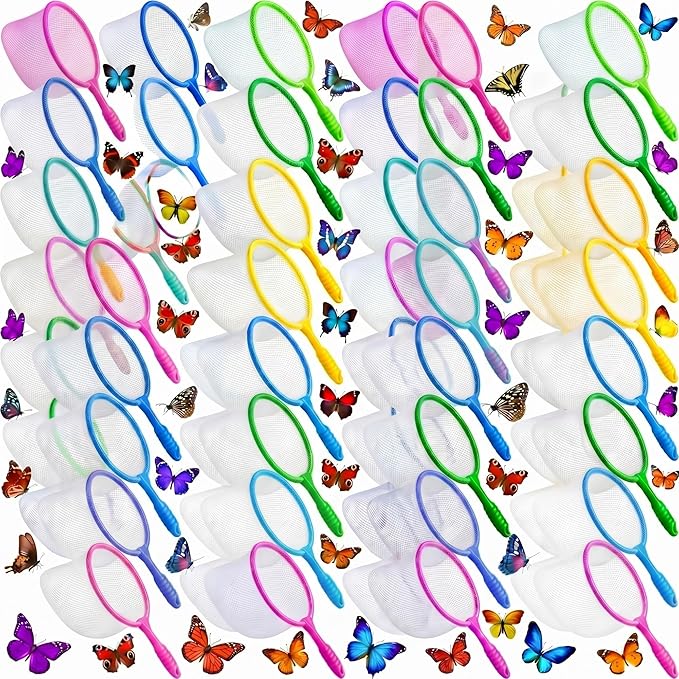 Halloscume 120 Pcs Butterfly Bug Net for Kid Collecting Insect, Fishing Net with Anti Slip Grip, Outdoor Tools for Catching Bugs Fish, Spring Outing Supplies for Kids Nature Exploration