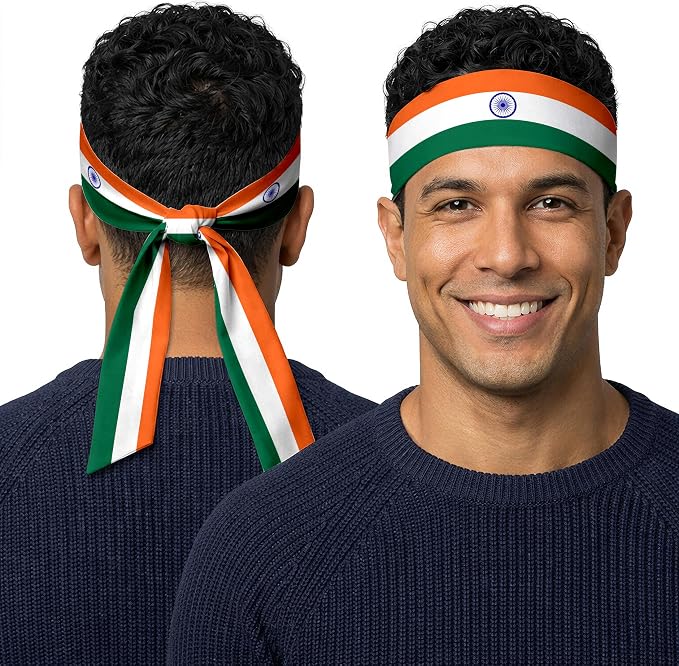 Tie Headband for Women & Men, Flag Patterned Sports Sweatband Head Wrap, Hair Bandana Accessory, 40" x 2.4"