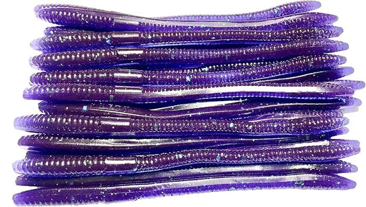 20 Pcs 6.25" Drop Shot Finesse Worms (Scented, Floats) Soft Plastic Baits for Bass Fishing