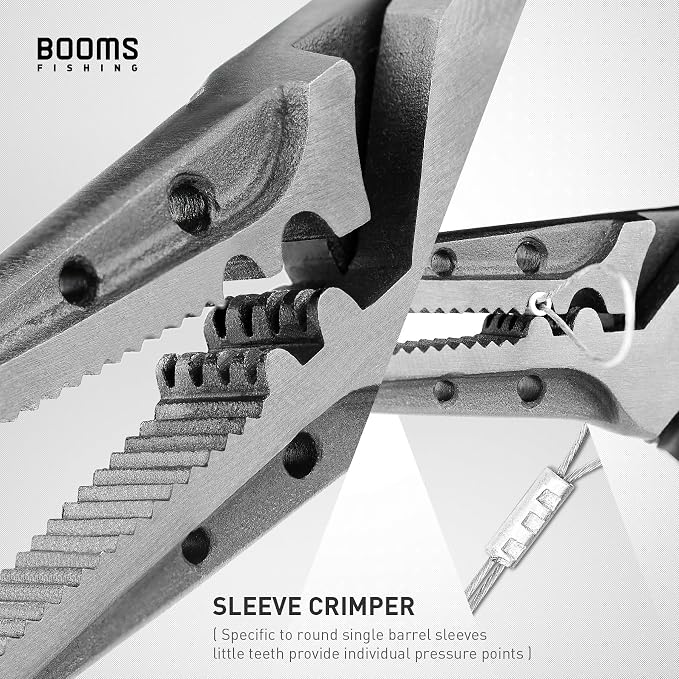 Booms Fishing F07S Pliers and Fish Lip Gripper Combo, Hook Remover, Split Ring Pliers, Stainless Steel Saltwater Tools With Lanyard and Sheath, Gift for Men