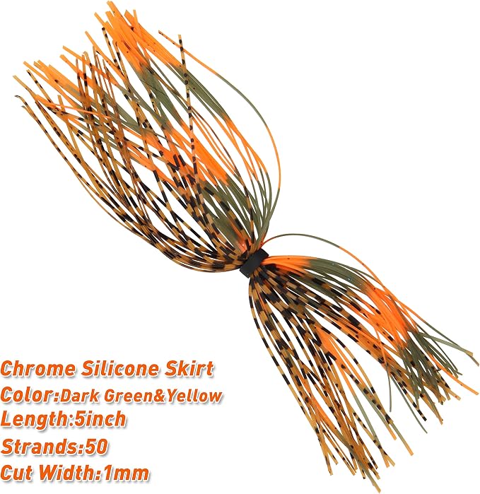 Silicone Jig Skirts Fishing Lures 50 Strands Bass Fishing Jigs Spinnerbait Skirts Replacement Kit Squid Jig Spinner Bait DIY Fishing Lures 12/24 Bundles