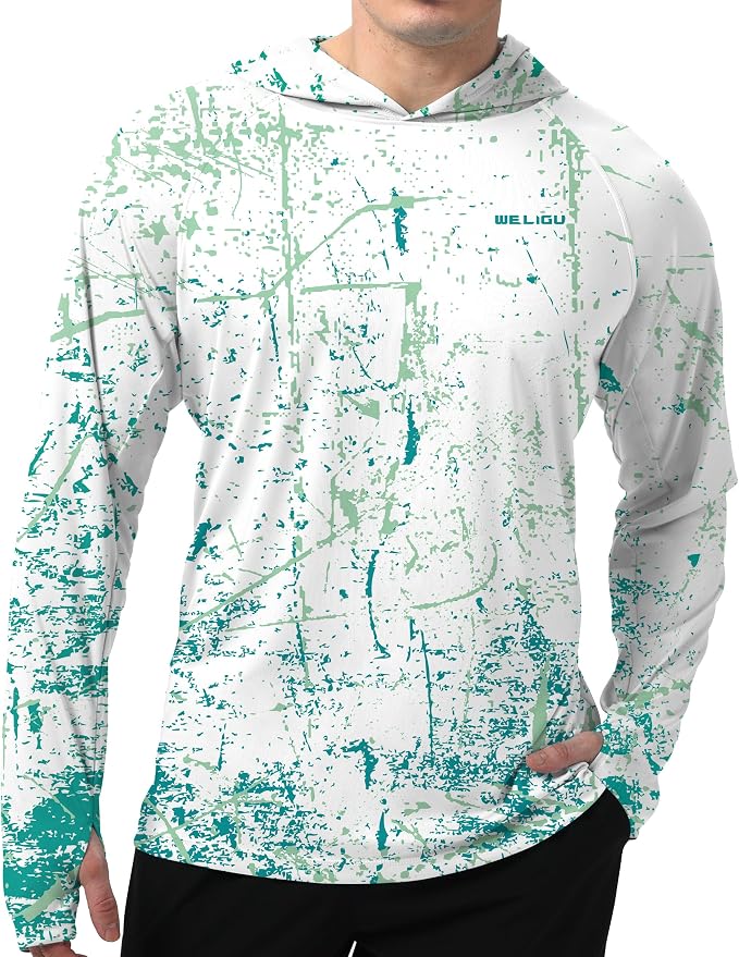 Men's UPF 50+ Sun Protection Hoodie Shirt Long Sleeve SPF Fishing Outdoor UV Hiking Lightweight Shirts