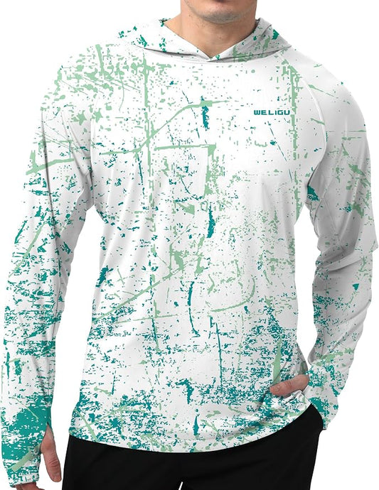 Men's UPF 50+ Sun Protection Hoodie Shirt Long Sleeve SPF Fishing Outdoor UV Hiking Lightweight Shirts