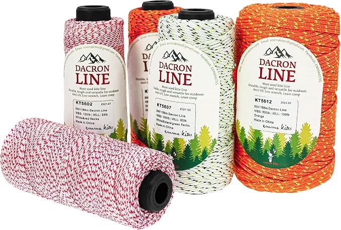 emma kites 120Lbs 1000Ft Braided Dacron Polyester String Spool Kite Line Mason Line