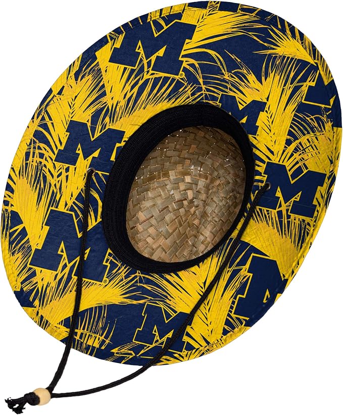 FOCO Men's NCAA College Team Logo Floral Straw Sun Hat