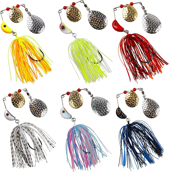 Spinner Baits Fishing Lures Kit,Bass Fishing Lures Spinnerbaits Buzzbait Set Hard Metal Swimbait Jig Lure for Bass Pike Trout Walleye Freshwater Saltwater