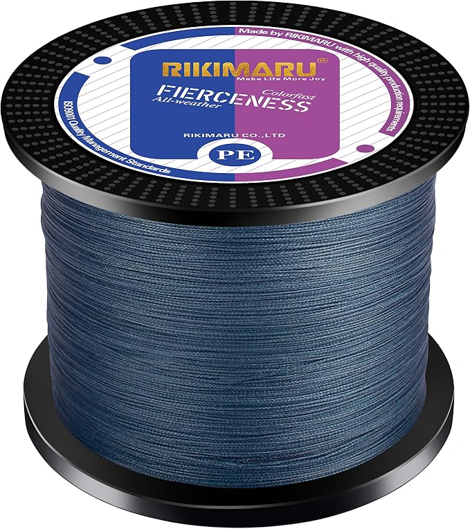 RIKIMARU Braided Fishing Line Abrasion Resistant Superline Zero Stretch&Low Memory Extra Thin Diameter 327-1094 Yds, 4-180LB