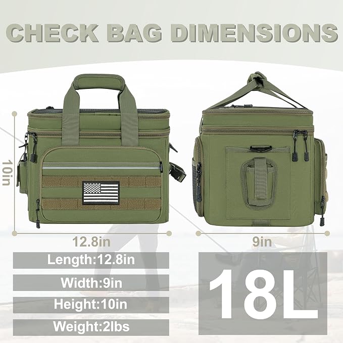 Fishing Tackle Bags, 19L Waterproof Tackle Box Organizer Shoulder Storge for Saltwater & Freshwater Fly Fishing Gear and Equipment, holds 3400-3600 Size Tackle Boxes (Bag Only, Green)
