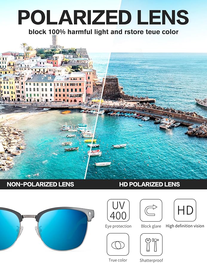 BIRCEN Mens Polarized Sunglasses for Driving: Al-Mg Metal UV Protection Sun Glasses Square Shades for Fishing Travel 2026