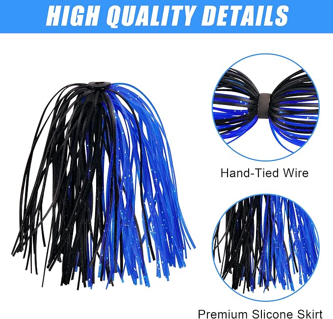 Silicone Jig Skirts Spinnerbait Skirts 50 Strands Bass Fishing Lure Skirts Replacement for DIY Spinner Baits Buzzbaits Squid Jig Accessories