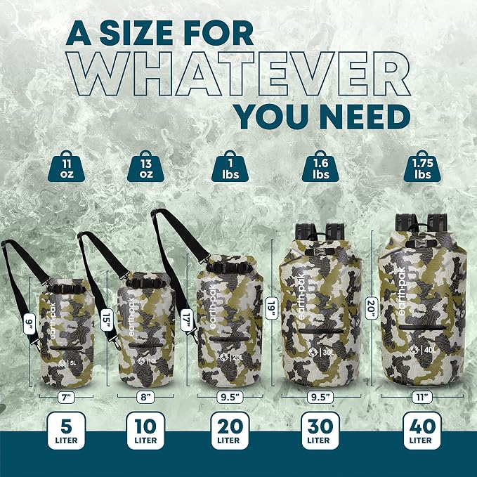 Earth Pak Waterproof Dry Bag with Zippered Pocket - Waterproof Dry Bag Backpack Keeps Gear Dry