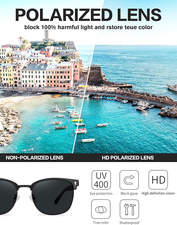 BIRCEN Mens Polarized Sunglasses for Driving: Al-Mg Metal UV Protection Sun Glasses Square Shades for Fishing Travel 2026