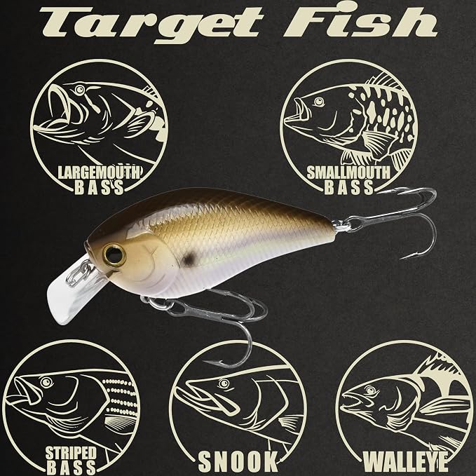 LUCKY CRAFT LC 1.5 Silent Squarebill Crankbait Fishing Lure, 2-3/8", Bass Fishing Lures for Freshwater, Hard Crankbait with Treble Fishing Hooks, Fishing Accessories