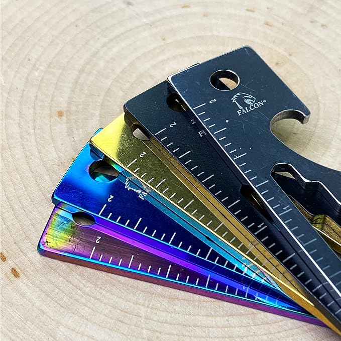 Wallet Size 6 Functions Hand Tool. Stainless Steel. For Camping, Fishing, Hunting, EDC Tool (BK+BL+CH+GD+RB)