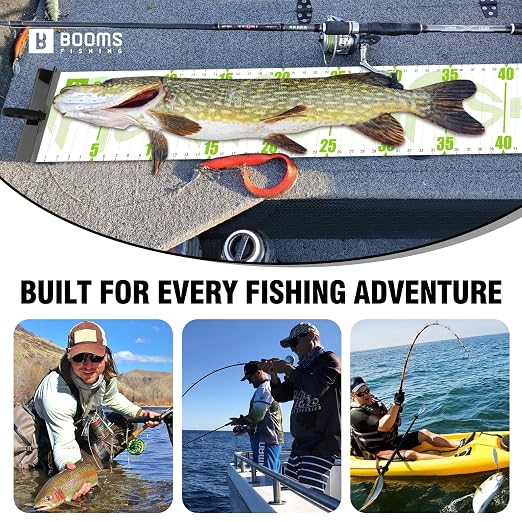 Booms Fishing 59" Fish Ruler: Foldable Fishing Ruler - Waterproof Fish Measuring Tape with Bump Board - Saltwater Fishing Measuring Tool for Angler, RL4 Green with White