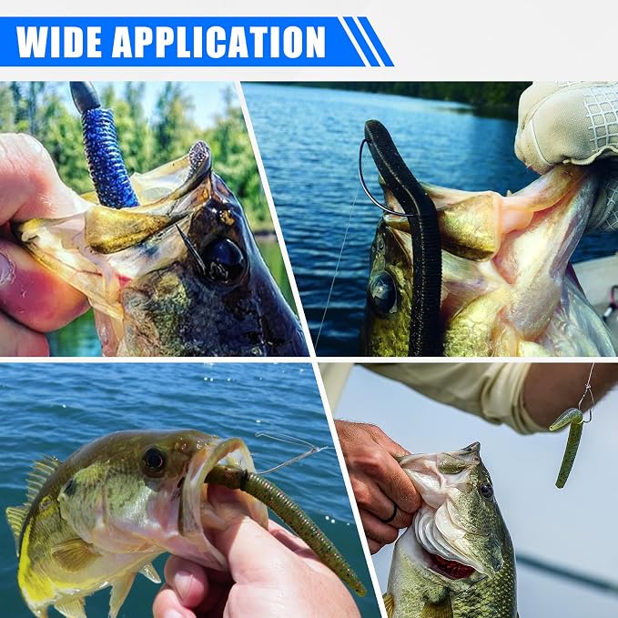 Wacky Rig Kit for Bass Fishing, 70pcs Wacky Worm Kit with Wacky Hooks, O-Rings, Wacky Tool, Soft Stick Worms and Tackle Box, Bass Fishing Lures for Largemouth and Smallmouth Bass