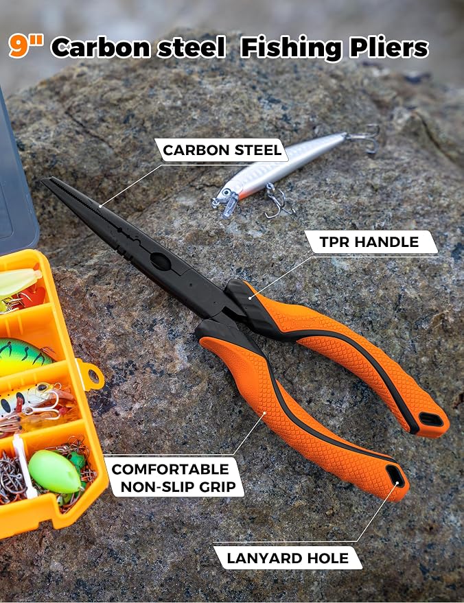 Fishing Tools Kit,Fishing Hook Remover Pliers, Fish Lip Gripper, Muti-Function Fishing Gear with Lanyard, Saltwater Resistant Fishing Accessories