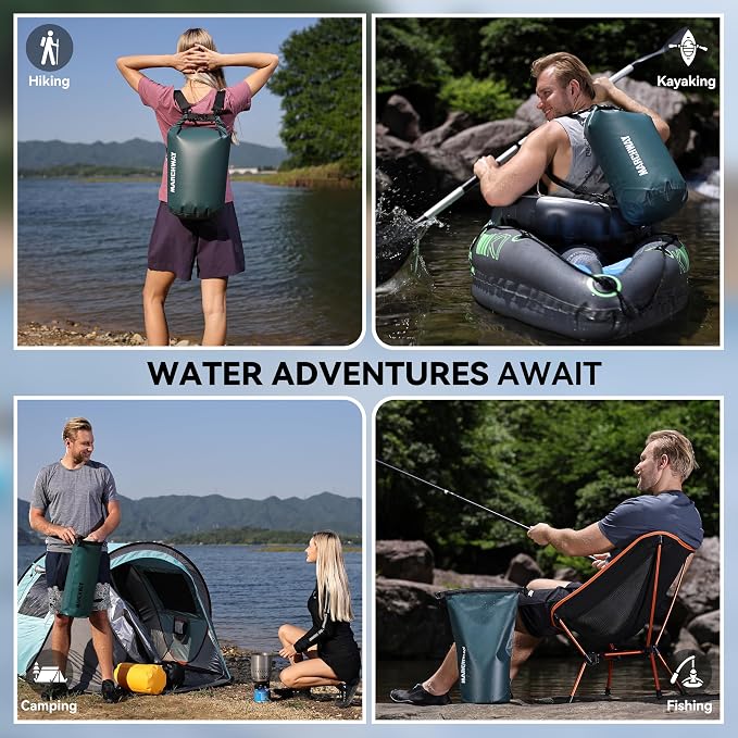 MARCHWAY Floating Waterproof Dry Bag Backpack 5L/10L/20L/30L/40L, Roll Top Sack Keeps Gear Dry for Kayaking, Rafting, Boating, Swimming, Camping, Hiking, Beach, Fishing