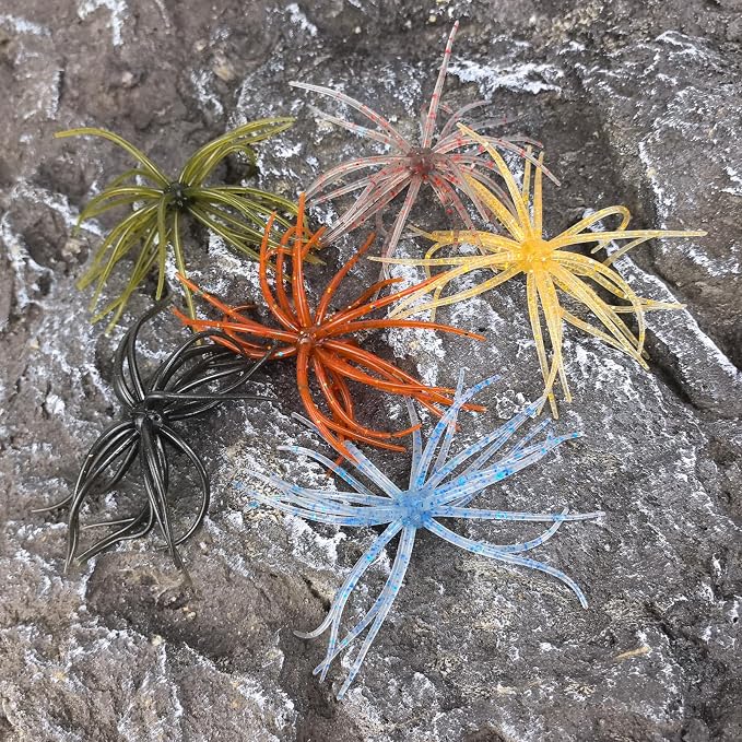 6 Pcs Soft Urchin Lures Fishing Saltwater Slow Floating Lures for Bass Trout Crappie