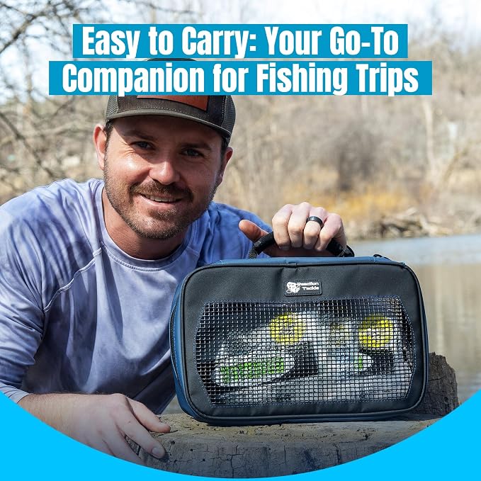 Reaction Tackle Deluxe Bait Binder – Water-Resistant Soft Plastic Bait Storage Bag, Saltwater & Freshwater Fishing Tackle Organizer, Lure Bag for Bass, Kayak, and Boat Fishing