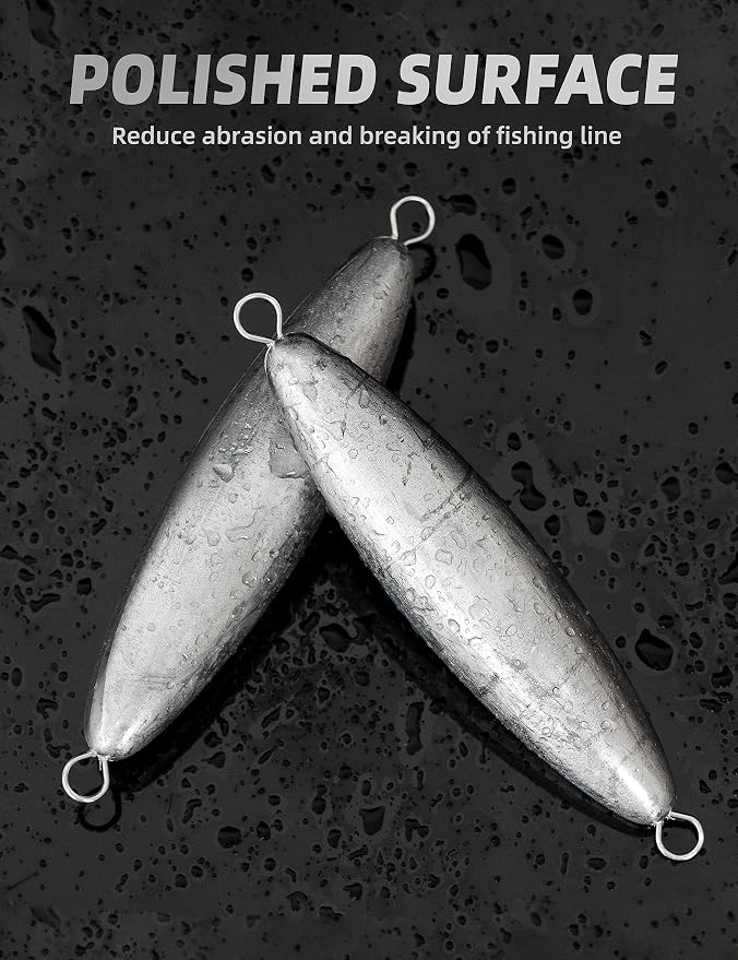BLUEWING Torpedo Sinker Through Wire Fishing Weight Saltwater Bullet Lead Double Ringed 2oz-48oz