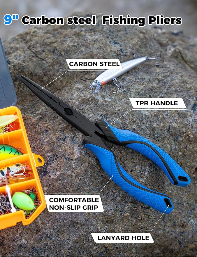 Fishing Tools Kit, Fishing Pliers,Fishing Scissors, Fishing Line Cutter for Braided Fishing Line,Fishing Gear with Lanyard
