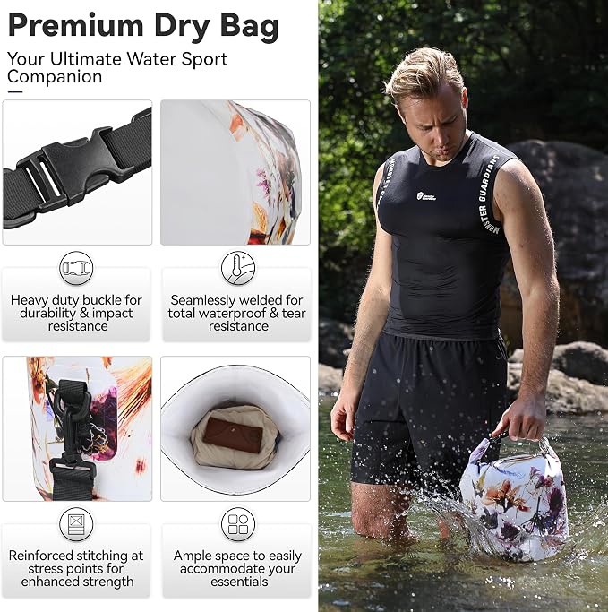MARCHWAY Floating Waterproof Dry Bag Backpack 5L/10L/20L/30L/40L, Roll Top Sack Keeps Gear Dry for Kayaking, Rafting, Boating, Swimming, Camping, Hiking, Beach, Fishing