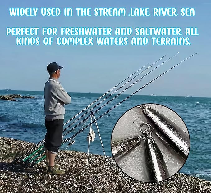 10PCS Fishing Weights Torpedo Sinkers Inline Trolling Sinkers Weights Kit Fishing Sinkers Catfishing Sinkers Saltwater Fishing Torpedo Weights Double Ring Sinkers - 1oz(30g)