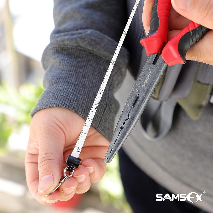 SAMSFX Fishing Zinger Retractors Retractable Tape Measure with Fly Fishing Knot Tying Tool Combo