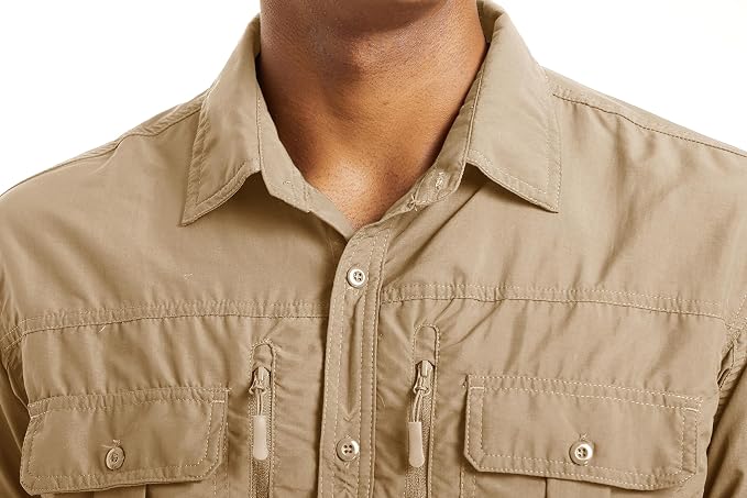 MAGCOMSEN Men's UPF 50+ Sun Protection Shirts, Button Down Long Sleeve Shirt for Hiking, Fishing, Safari