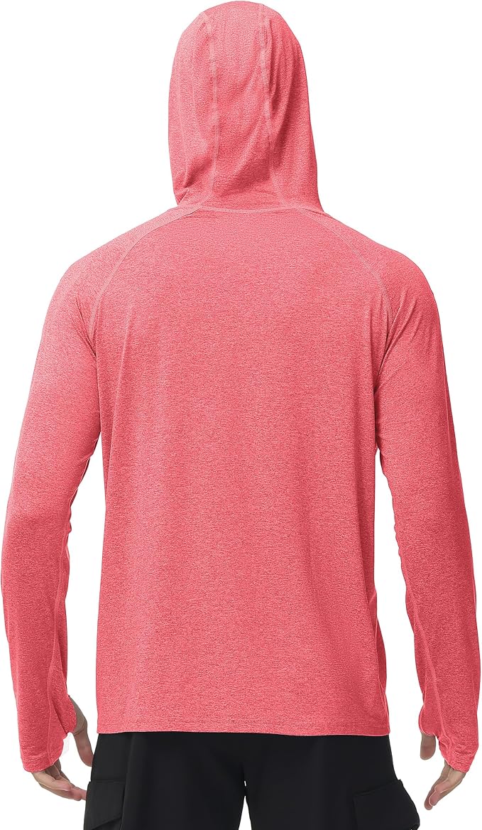 Roadbox Mens UPF 50+ Fishing Shirts, Long Sleeve UV Sun Hoodie, Hiking Running Swim Athletic Workout Shirt