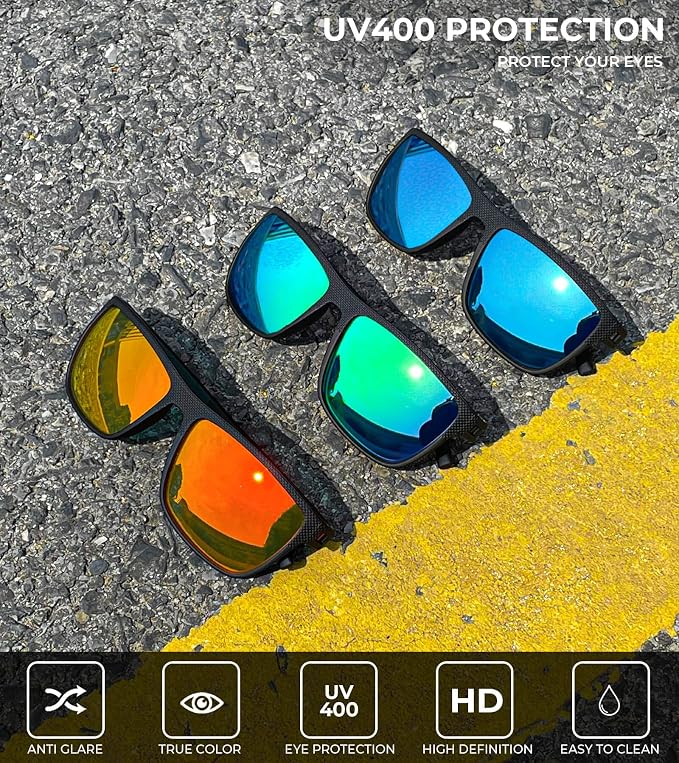 KALIYADI Polarized Sunglasses for Men, Lightweight Sun Glasses with UV Protection for Driving Fishing Golf