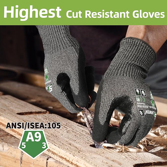 Schwer ProGuard High Level Cut Resistant Work Gloves PR3326 for Extreme Protection，ANSI A9 Cut Gloves with Reinforced Thumb, Non Slip, Durable, Touch-screen, Black 120 Pairs, M