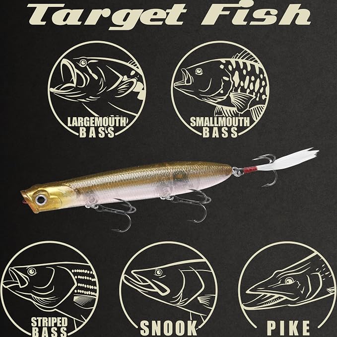 LUCKY CRAFT Gunfish 117 Freshwater Fishing Lures, Top Water Fishing Gear for Trout and Bass Fish, Spooks Cupped Mouth Walker, Long Casting Treble Hooks, Fish Accessories for Tackle Box
