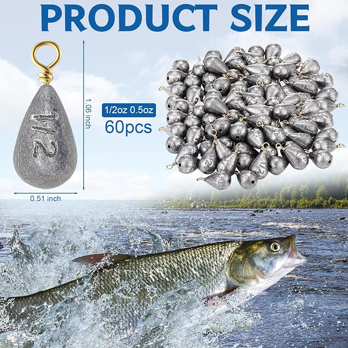 Bass Casting Swivel Bell Sinkers Fishing Weights Drop Shaped Fishing Sinkers Catfish Weights for Ocean Saltwater Surf Bass Casting Gear Tackle