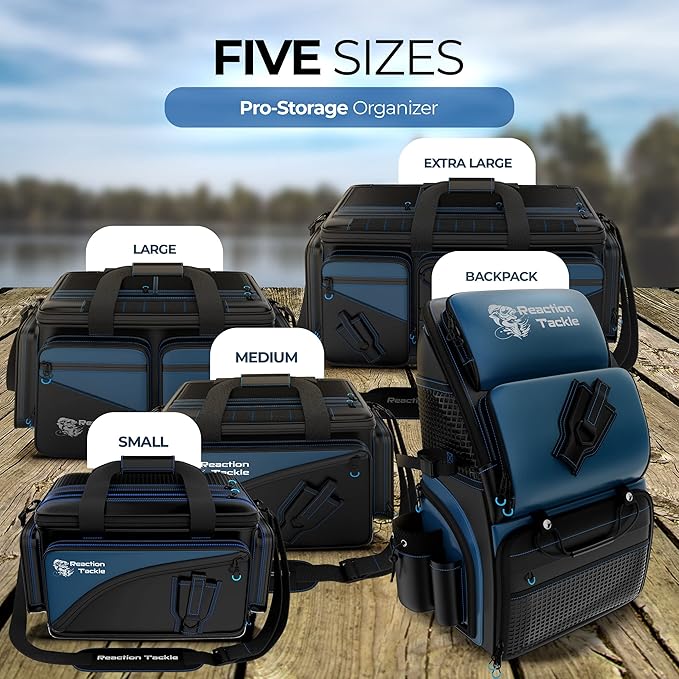 Reaction Tackle Fishing Tackle Bag – Salt Water Resistant Fishing Bag, 1000D PVC Waterproof Material, Tackle Box Organizer with Dividers for 3600 or 3700 Trays