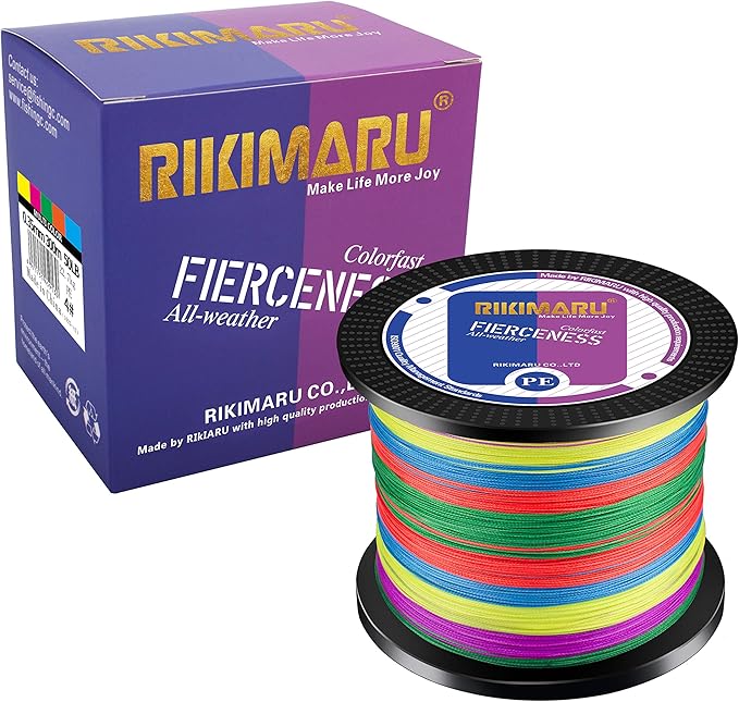 RIKIMARU Braided Fishing Line Abrasion Resistant Superline Zero Stretch&Low Memory Extra Thin Diameter 327-1094 Yds, 4-180LB