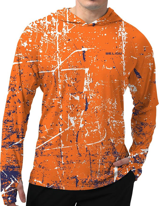 Men's UPF 50+ Sun Protection Hoodie Shirt Long Sleeve SPF Fishing Outdoor UV Hiking Lightweight Shirts