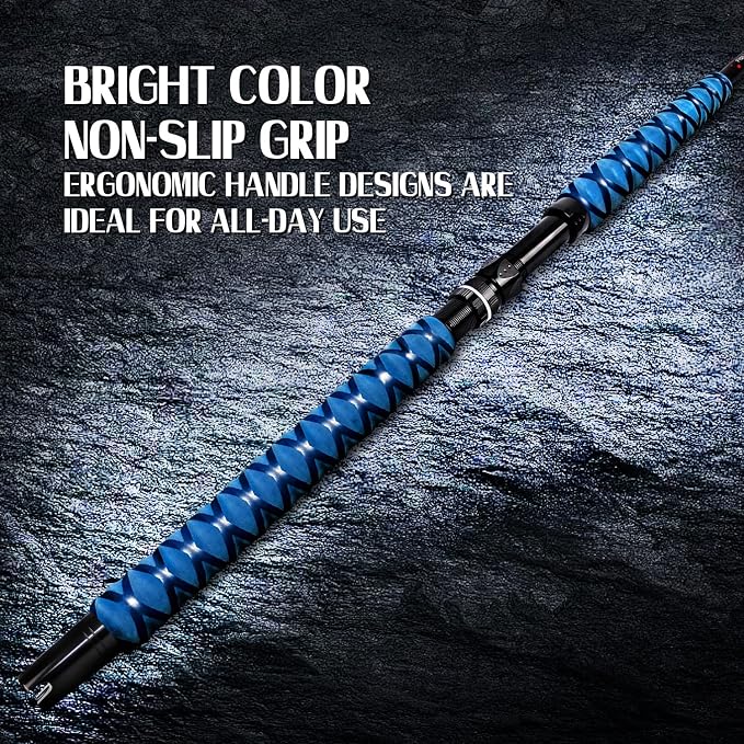 Fiblink Saltwater Fishing Rod 1 Piece Trolling Rod Deep Drop Sea Roller Rod Big Game Conventional Boat Heavy Duty Fishing Pole (5'6"/6',50-80lbs/80-120lbs/120-200lbs)
