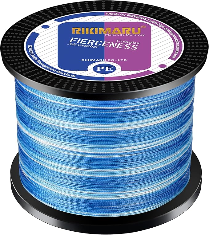 RIKIMARU Braided Fishing Line Abrasion Resistant Superline Zero Stretch&Low Memory Extra Thin Diameter 327-1094 Yds, 4-180LB
