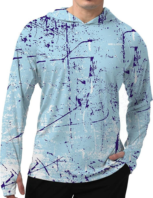 Men's UPF 50+ Sun Protection Hoodie Shirt Long Sleeve SPF Fishing Outdoor UV Hiking Lightweight Shirts