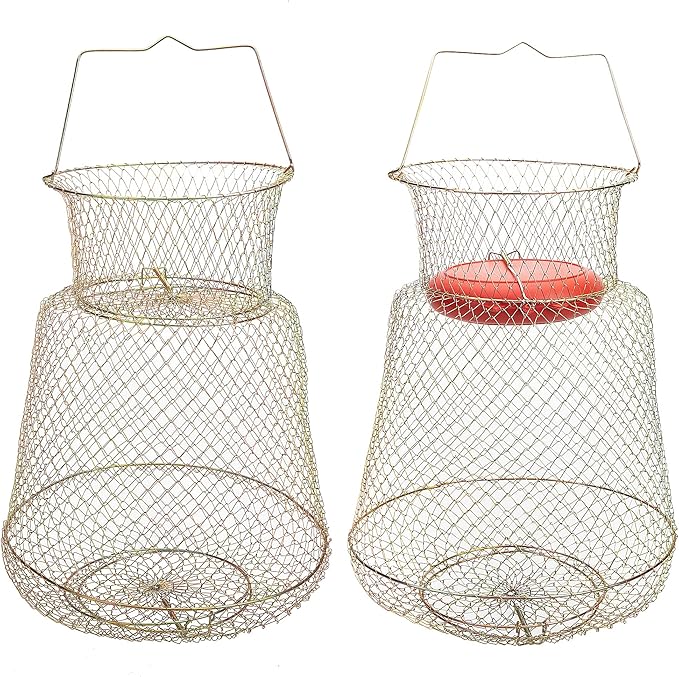 codree Floatable Galvanized Steel Wire Fish Basket, Collapsible Floatable Wire Fishing Basket, Portable Floating Fishing Net Baskets, Robust and Easy to Use