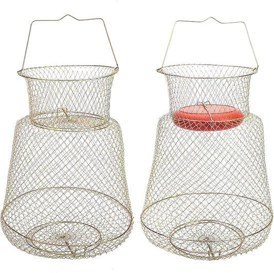 codree Floatable Galvanized Steel Wire Fish Basket, Collapsible Floatable Wire Fishing Basket, Portable Floating Fishing Net Baskets, Robust and Easy to Use